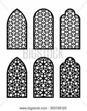 Arabic Arch Window Or Door Set. Cnc Pattern, Laser Cutting, Vector Template Set For Wall Decor, Hang