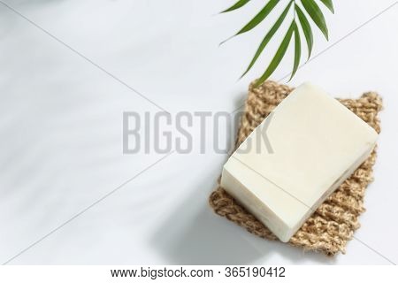 Natural Solid Soap On Knit Twine Scrubbing Sponge