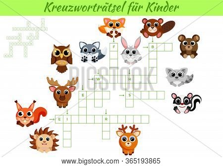 Kreuzworträtsel Für Kinder - Crossword For Kids. Crossword Game With Pictures. Kids Activity Workshe