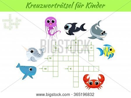 Kreuzworträtsel Für Kinder - Crossword For Kids. Crossword Game With Pictures. Kids Activity Workshe