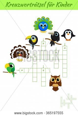 Kreuzworträtsel Für Kinder - Crossword For Kids. Crossword Game With Pictures. Kids Activity Workshe