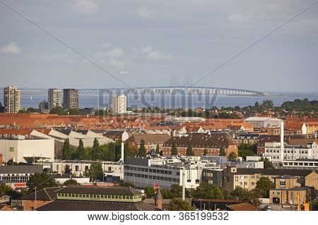 Oresund Bridge Between Denmark And Sweden. Copenhague And Malmo. Landmark