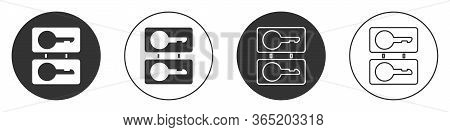 Black Metal Mold Plates For Casting Keys Icon Isolated On White Background. Set For Mass Production 