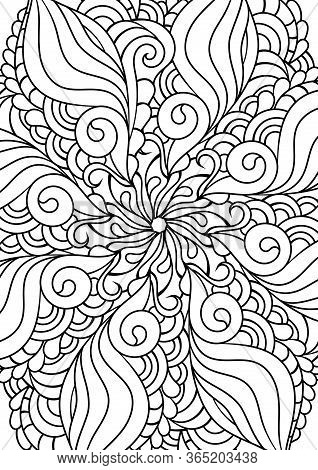 Zen Doodle Coloring Page. Indian Paisley Style Illustration. Zentangle Inspired Artwork. Henna Mehnd