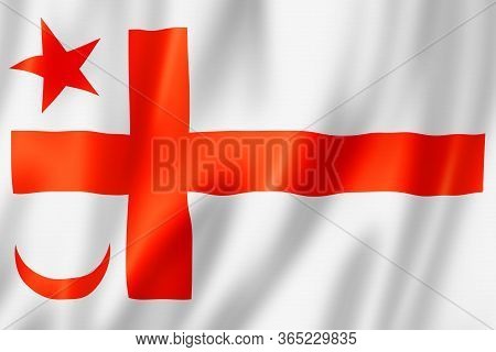 Mikmaq People Ethnic Flag, Canada. 3d Illustration