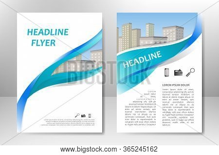 Blue Vector Template Design For Business Brochure, Flyer, Poster, Booklet, Presentation, Annual Repo