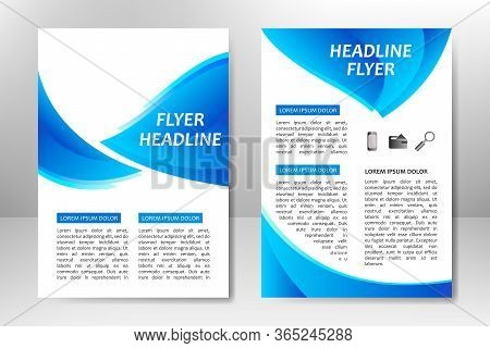 Blue Vector Template Design For Business Brochure, Flyer, Poster, Booklet, Presentation, Annual Repo