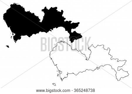 Shenzhen City (people's Republic Of China, Guangdong Province) Map Vector Illustration, Scribble Ske
