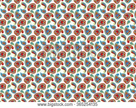 Paisley Wallpaper. Indonesian Batik. Bright Classic Indian Fabric. Paisley Wallpaper. Ethnic Backgro