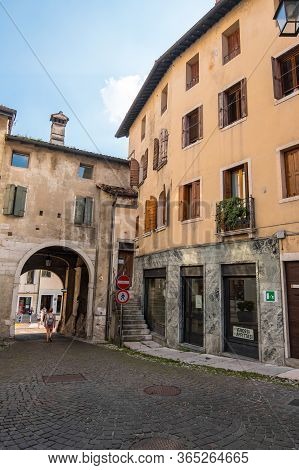 Feltre, Italy - August 11, 2019: Street View Of The Feltre Town In The Province Of Belluno In Veneto