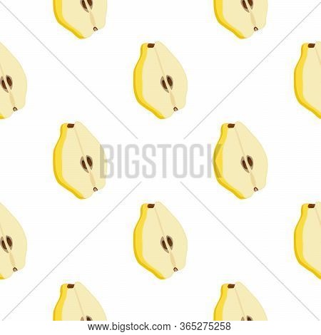 Illustration On Theme Big Colored Seamless Quince, Bright Fruit Pattern For Seal. Fruit Pattern Cons