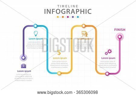 Infographic Template For Business. 5 Steps Modern Timeline Diagram With Line Graph.