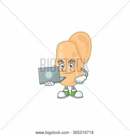 Diligent Sarcina Mascot Design Style Working From Home With Laptop