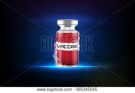 Abstract Background Vector Futuristic Technology Of Coronavirus Covic-19 Injection Vaccine Bottle