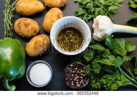Red And Green Garlic Sauce For Canarian Potatoes