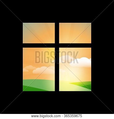 Stay At Home - Looking Through The Window - Home Quarantine - Vector Design Concept
