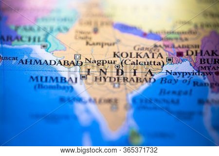 Geographical Map Location Of Country India In Asia Continent On Atlas