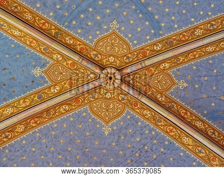 Djakovo, Croatia - October 5, 2017: Interior Detail On The Ceiling Of The Cathedral Of St. Peter Fam
