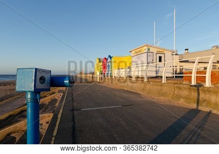 Prestatyn, Uk : Jul 2, 2019: Owl Telescopes Are Coin Operated Telescopes Which Can Be Found At Vario