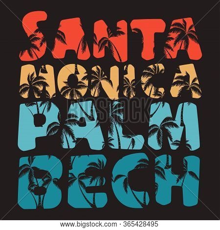 Santa Monica Typography, T-shirt Sport, Design Graphic