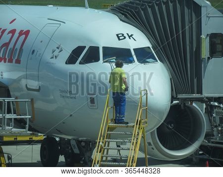 Vienna Schwechat, Austria - Circa June 2019: Austrian Airlines Airbus A320 Parked At The Airport - W