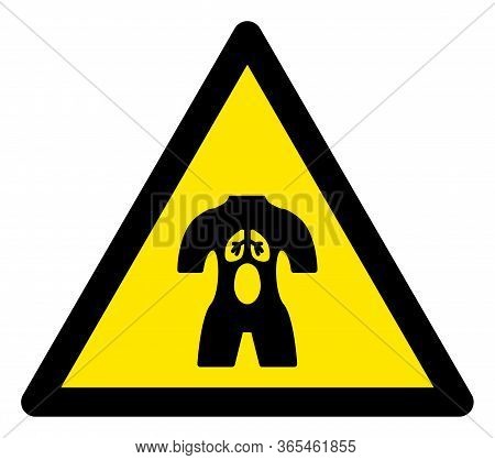 Raster Autopsy Flat Warning Sign. Triangle Icon Uses Black And Yellow Colors. Symbol Style Is A Flat