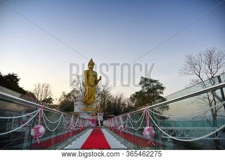 Chiang Khan,thailand-14 February,2020 : Beautiful Glass Sky Walk At Viewpoint New Landmark Thailand 