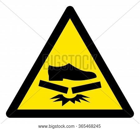 Raster Step Fragile Flat Warning Sign. Triangle Icon Uses Black And Yellow Colors. Symbol Style Is A