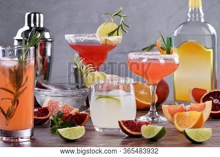 Drinks And Cocktails With Tequila-based Different Citrus Fruits