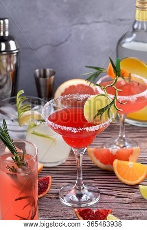 Drinks And Cocktails With Tequila-based Different Citrus Fruits