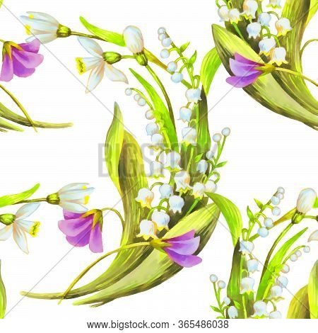 Spring Flowers Watercolor Flowers Seamless Pattern