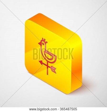 Isometric Line Rooster Weather Vane Icon Isolated On Grey Background. Weathercock Sign. Windvane Roo