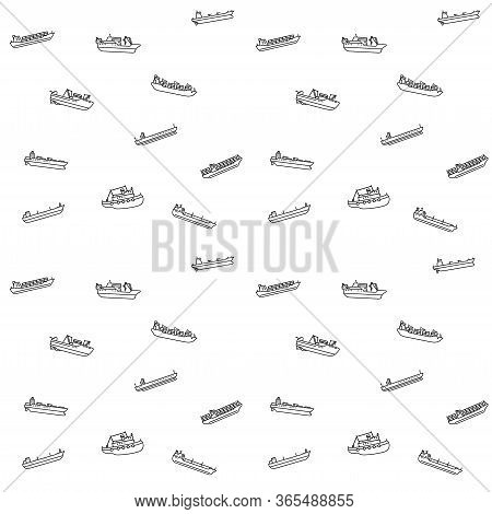 Seamless Patternt Of Large Cargo And Tanker Ships. Seamless Background Of Modern Container Sea Vesse