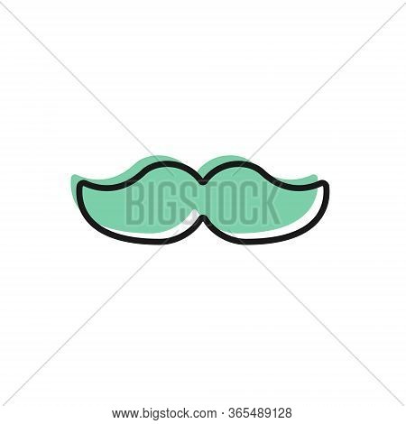 Black Line Mustache Icon Isolated On White Background. Barbershop Symbol. Facial Hair Style. Vector 