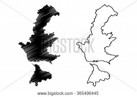Kremenchuk City (ukraine, Poltava Oblast) Map Vector Illustration, Scribble Sketch City Of Kremenchu