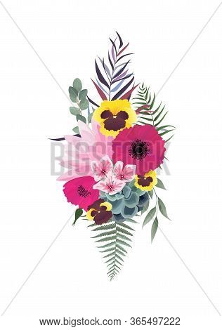 Vector Flowers Set. Colorful Floral Collection With Leaves And Flowers. Vector Flower Bouquet.