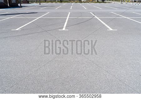 Empty Car Parking Near Shopping Mall. Modern Parking Lot. Carpark. Empty Parking Spaces At The Shopp