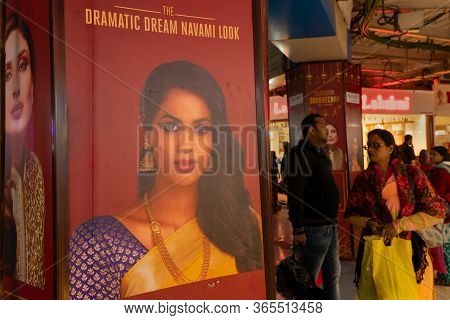 Kolkata, West Bengal, India - 29th December 2019 : Huge Sign Board With Female Model Pictures, Insid