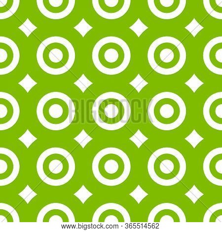 Abstract Green Circles Seamless Pattern Background With Circular Lines. Stock Vector Illustration