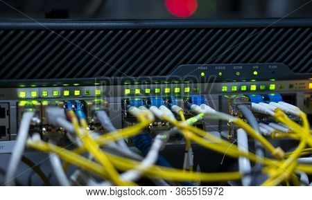 Equipment Optical Technology, Connection. 5g Technological Network Equipment. Computer Network Of In