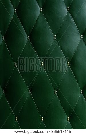 Soviet Soft Green Dermantine Front Door With A Banner Of Fishing Line And Nails - Full Frame Backgro