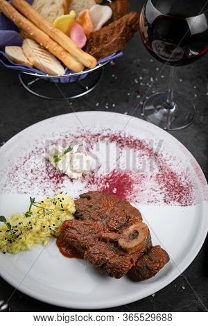 Steak Osso Buko With Porridge And Wine