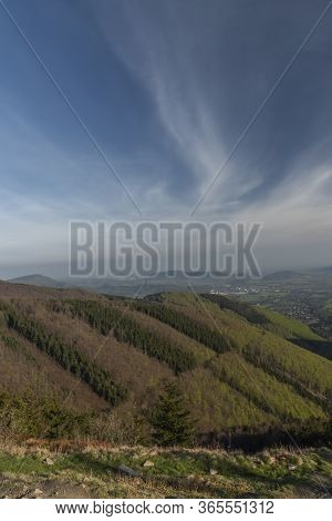 Color Spring Morning View From Pustevny In Beskydy Mountains