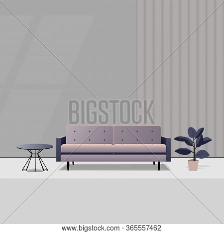 Vector Living Room. Home House Decor Decoration. Modern Contemporary Designer Trendy Style.