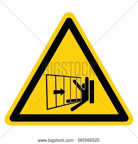 Warning Moving Gate Can Cause Injury Hazard Symbol Sign ,vector Illustration, Isolate On White Backg