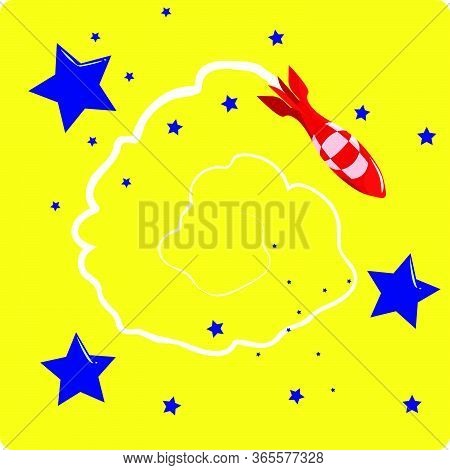Illustration Of Red Rocket, Stock Vector Icon.