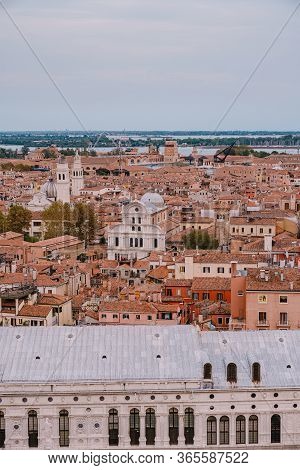 Aerial View From Huge Cathedral Bell Tower San Marco Campanile Of The Church Of San Zaccaria And San