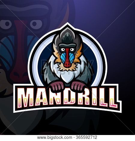 Vector Illustration Of Mandrill Mascot Esport Logo Design