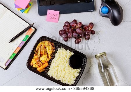 Work From Home Concept. Healty Lunch Ordering.