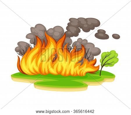 Fire Accident With Flame Tails As Natural Cataclysm Vector Illustration